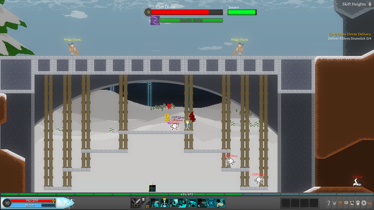 Game screenshot featuring a large bridge